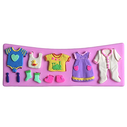 FLY Silicone Fondant Cake Mould Lace Mold Baby Clothes Washing Line Silicone Molds Cake DecoratingPink
