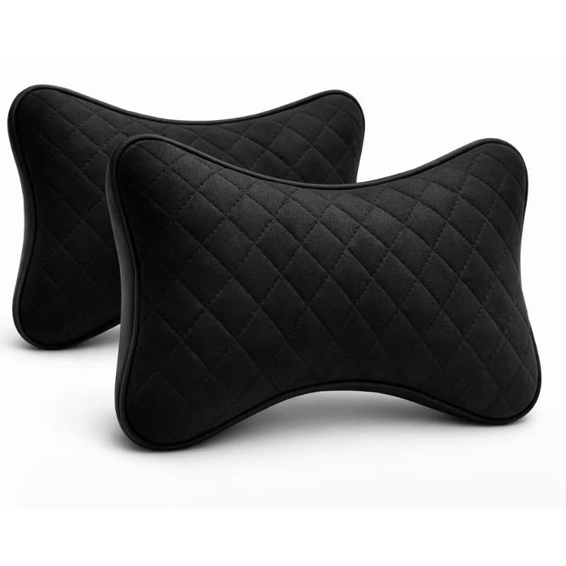 Image of Memory Foam Car Neck Pillow, Ergonomic Headrest Cushion for Neck & Head Support, Soft Velvet Cover, Universal Fit
