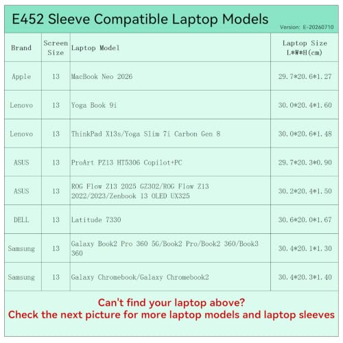 Image of Smatree Elite Laptop Sleeve for 13 inch Apple MacBook Neo 2026, Lenovo Yoga /ThinkPad X13s, DELL Latitude, ASUS ProArt /ROG Flow, Samsung Galaxy, Protective Laptop Case with Pocket(E452)