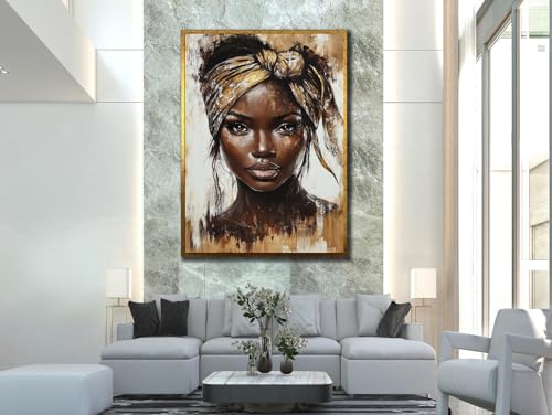 Affiche de femme africaine en peinture toile 50x70 cm décoration ethnique