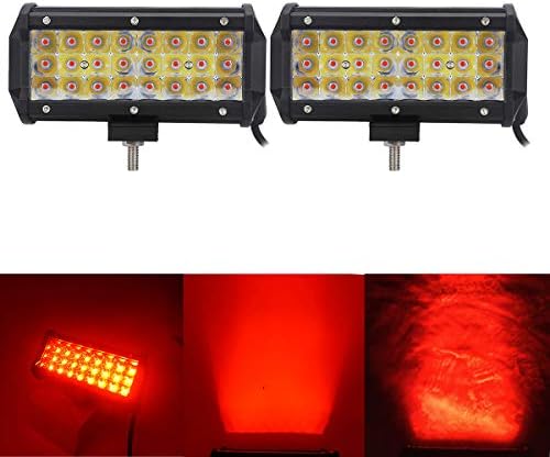 Auxmotec Red Led Off-Road Light Bar 36W 7-inch Spot Driving Work Lights Pods Waterproof Fog Lamps for Off-Road Truck Car ATV UTV SUV Truck Tractor Boat Fishing Hunting 12V 24V 2pcs