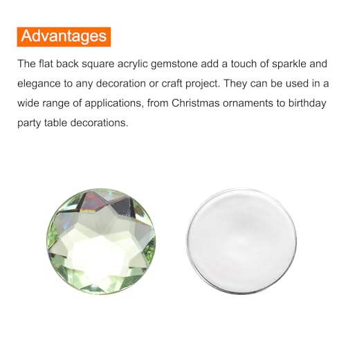 Image of MECCANIXITY Flat Back Round Acrylic Rhinestones,12mm Light Green Flatback Crystal Rhinestones for Crafts Clothes Shoes DIY Decoration Gifts 50Pcs