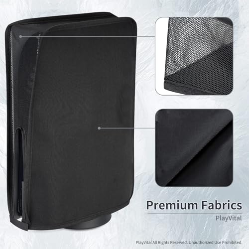 Image of PlayVital Nylon Mesh Dust Cover for ps5, Soft Neat Lining Dust Guard for ps5 Console, Anti Scratch Breathable Cover Sleeve for ps5 Console Digital Edition & Disc Edition - Black
