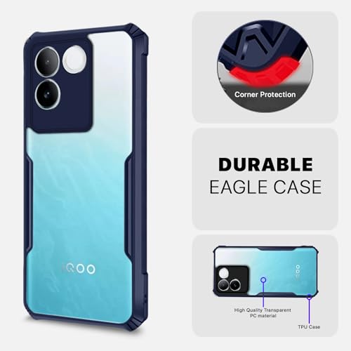 Image of Outlouders Back Cover for iQOO Z7 Pro 5G / Vivo T2 pro 5G | Ultra Hybrid Transparent | Full Camera Protection | Raised Edge | Crystal Clear Bumper Case (Blue)