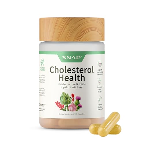 Snap Supplements Cholesterol Health - Artichoke, Milk Thistle, Garlic, and Berberine Supplement with Beta Sitosterol (95% Plant Sterols) for Digestive and Metabolic Support, 60 Capsules (30 Servings)