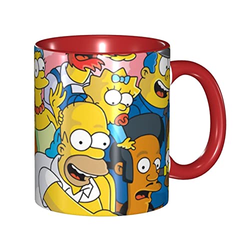 シンプソンズ 美しく実用的なマグカップ、高いルックス値で変色するアイデアカップ、オフィスや家庭用に適した大容量の水杯。Red