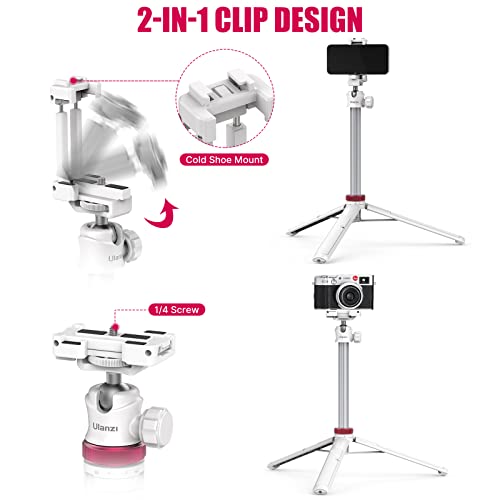 Image of ULANZI MT-44 Extendable Phone Tripod, 44 inch Selfie Stick & 360 Ball Head Camera Tripod for iPhone, Sony, Canon, GoPro & More, White