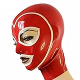 AIYOUBRS Latexmaske SM Kopfmaske Rot Für Bühnenperformance Nachtclub Cosplay Maske Halloween Maske(Size:XL-70CM)