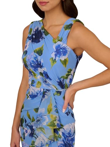 Image of Adrianna Papell Long Sleeve Printed Floral Chiffon Maxi Dress