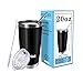 Obstal Stainless Steel Insulated Tumbler - Double Wall Vacuum Travel Mug for Coffee with Straw, Slider Lid, Cleaning Brush (20 oz, Black)