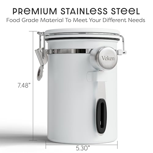 Image of Veken Coffee Canister with Window, Airtight Stainless Steel Container, 22OZ