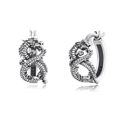 Cadeaux vintage boucles d'oreilles dragon en argent 925 pour homme et femme