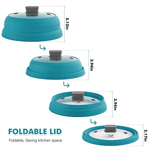 Microwave Splatter Cover Glass Cover Splatter Guard Lid With Collapsible Silicone For Food Cover Plate Cover 11.8 Inch Blue #TOP4