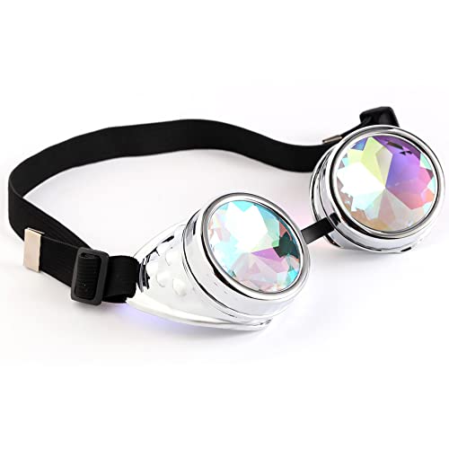 Image of 3-5 Days Delivery Kaleidoscope Rave Rainbow Crystal Lenses Steampunk Goggles