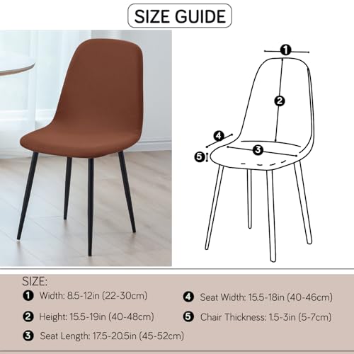 Image of HOKIPO 'SereneSolids' 140 GSM Shell Chair Cover, Mid Century Modern Dining Chair Cover, Pack of 1, Brown (AR-6248-BR)