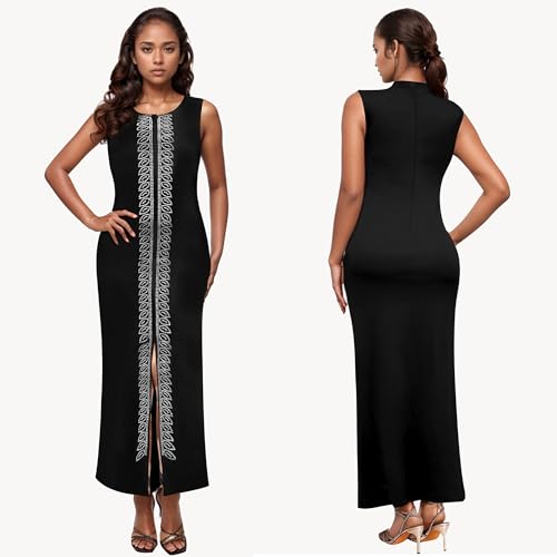 Image of PORRCEY Women's Sexy Elegant Rhinestone Bodycon Dress Hot Drilling Clubwear