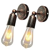  Lot de 2 Rétro Metal Murale Applique Luminaire Antique Murale Applique Cage Finition de Noir Industriel Supensions Luminaire Plafonnier Lumiere Vintage Edison Lampe Douille E27 (Rouge rouille)