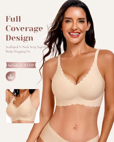 Image of 3-Pack Wireless Womens Bras No Underwire Seamless Jelly Bra Light Support Pullover Bralette Ultra Comfort Tshirt Bra