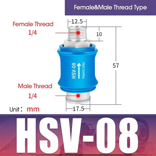 Vanne pneumatique manuelle HSV-08 filetée G1/4 commande de flux