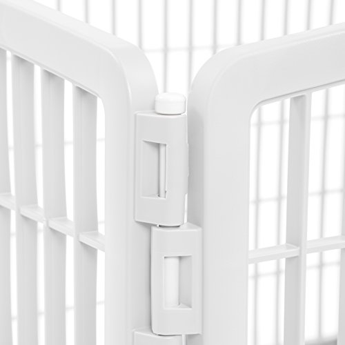 IRIS 24'' Exercise 4-Panel Pet Playpen with Door, Pearl White - Thumbnail 2