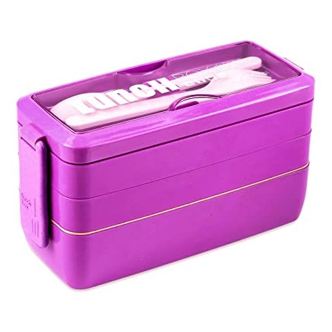 Iteryn Stackable Bento Box Lunch Box, Wheat Straw, 3-in-1 Compartment Japanese Lunch Containers with Divider, 3 Layers Separate for Meal Prep Adult Lunch, Leakproof, Microwave Safe Cover