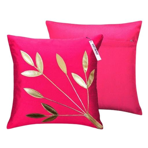 Image of Golden Floral Cushion Covers, 16x16 Inch, Set of 5 (Rani)
