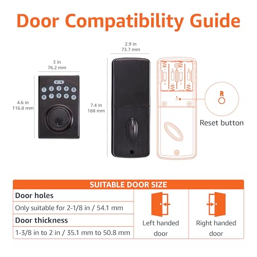 Amazon Basics Electronic Keypad Deadbolt Door Lock with Touch-Control Keyless Entry, Keyed Entry Option, Contemporary, Oil Bronze, 1-Pack