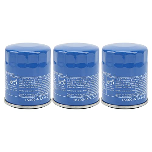Oil Filter, 15400 RTA 003 15400 PLM A02 15400 PLM A01 3pcs Metal Stable High Efficiency Engine Oil Filter Replacement for Automotive
