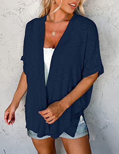Image of MEROKEETY Women's 2026 Summer Lightweight Kimono Cardigan Short Sleeve Open Front Casual Loose Trendy Beach Cover Ups