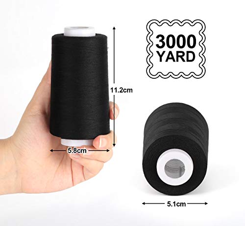 ilauke 4 conos de hilo negro 3000 yardas cada uno miniatura 2
