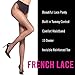 HUE Women's Age Defiance French Lace Sheer Tights with Control Top, Black - 3 Pair Pack, 2