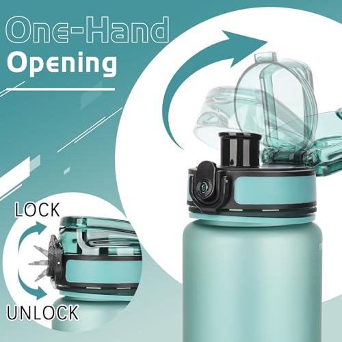OKKLE Trinkflasche 1L BPA freie Wasserflasche mit Verschlussdeckel und auslaufsicher, geeignet für Fitnessstudio, Schule, Radfahren, Outdoor, Sport, Fitness