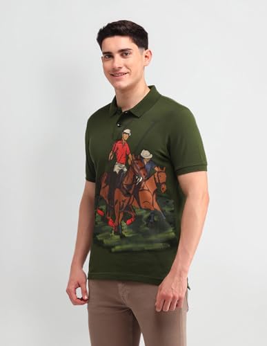 Image of U.S. Polo ASSN. Printed Polo T Shirts for Men - 100% Cotton, Half Sleeve Mens Tshirt