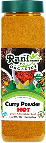 Rani Organic Curry Powder Hot (9-Spice Authentic Indian Blend) 16Oz (1Lb) 454G Pet Jar ~ All Natural | Salt-Free | Vegan | Gluten Friendly | Non-Gmo | Indian Origin | Usda Certified Organic #TOP11