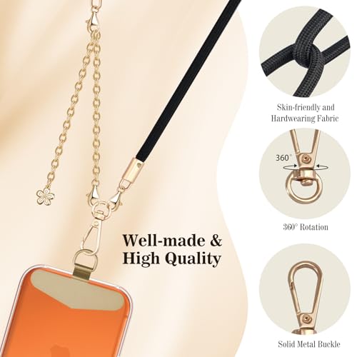 TiMOVO 2-in-1 Metal Chain Crossbody Wrist Phone Lanyard for Women, Black - image 4