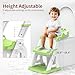 Potty Training Seat, Upgrade 2 in 1 Potty Training Toilet for Toddler, Toddler Toilet Seat for Boys Girls with Support Bar, Anti-Slip Pad and Step Stool (Green)