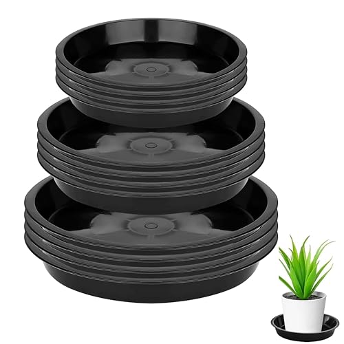 SEPWGUMD 12-Pack Black Plastic Plant Saucer Set – Includes 6