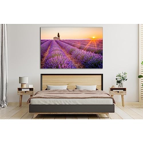 Toile lavande 140 x 90 cm ZELLART tableau paysage violet nature pour décoration murale moderne
