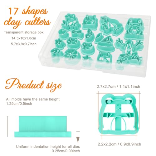 Image of ORIGACH 17 Pcs Frog Polymer Clay Cutters for Earrings Muti-Shapes Geometric Clay Cutters with Box for Jewelry Making, DIY, 0.7-1.8x0.6-1.9Inch