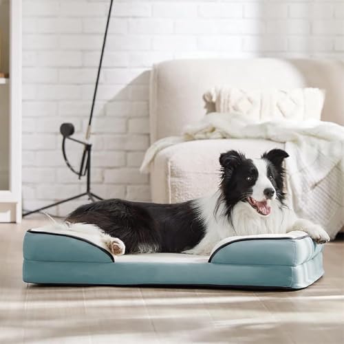 Image of Cutepups Orthopedic Dog Bed Comfortable Dog Mattress for Sleeping, Washable pet Bed for Dogs (Washed Blue /Cream, 3XL)