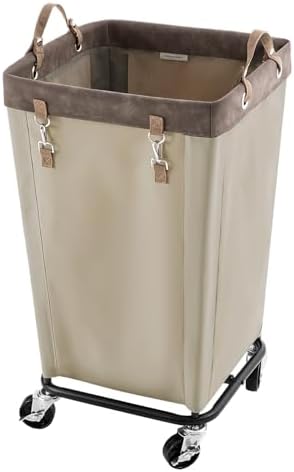 StorageWorks 160L Laundry Basket with Wheels, Large Rolling Hampers for Clothing Organizer, Dirty Clothes Basket for Hotel, Home, Closet, Dorm, Light Khaki