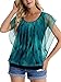 BAISHENGGT Women's Loose Batwing Sleeve Mesh Blouse Top X-Large Peacock Blue