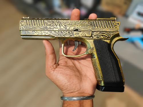 Image of Realistic Gun Toy | Toy Gun for Adults | Shell ejecting Gun | Toy Pistol Gun with Bullets | Realistic Fake Toy Gun'' (Gold+Black)