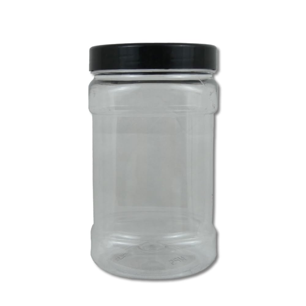 Lubrisolve Clear Plastic Storage Jar Style, Size and Colour Options (995, Square Black Lid, 1, SQR995B) — image 1