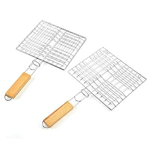 2 stuks draagbare barbecue gaasklem grillmand opvouwbare roestvrijstalen barbecuemand barbecue grillmand barbecue grillmand barbecue vis grillmand opvouwbare rekhouder voor vis groenten garnalen