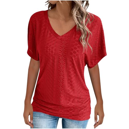 Tunique broderie perforée col en V chic et légère pour femme