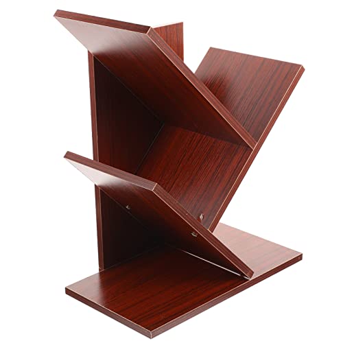 Veemoon Creative Tree Bookshelf Desktop Organizer for Home Office Multi-Functional Storage Rack for Books Stationery Sundries Rustic Design Teak