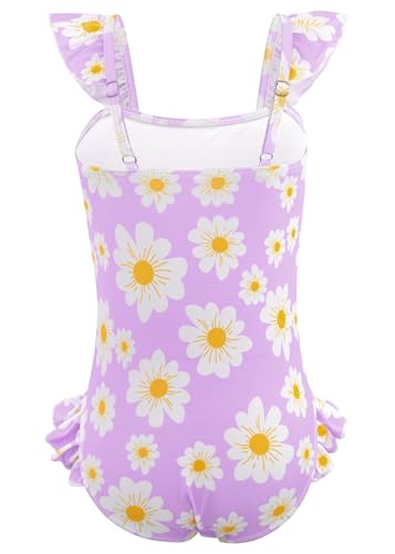 Image of DAXIANG Girls One Piece Ruffle Strap Swimsuit Quick Dry Mermaid Swimwear Beach Sport Bathing Suit for Toddler Kids 4-11 Years