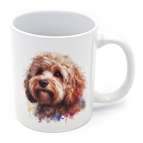 Personalised Cockapoo Mug White 11oz Add Your Own Quote & or Name with Water Colour Style Image on opposite side Gift Ideas For Birthday Christmas Mum Dad Owner