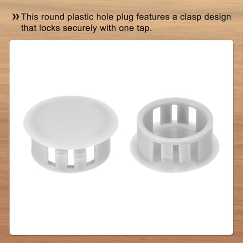 Image of MECCANIXITY 64PCS 20mm(13 /16 inch) Light Gray Plastic Hole Plugs, Flush Type Panel Hole Plugs Insert End Caps for Locking Hole Tubes Furniture Cabinet
